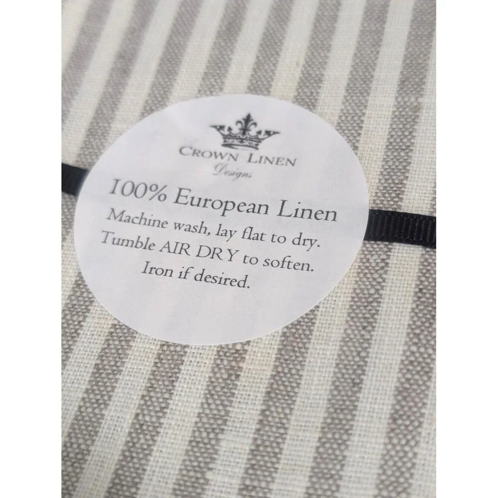 Crown Linen Designs European Linen Striped Napkins Set of 4 NEW Gray/Ivory